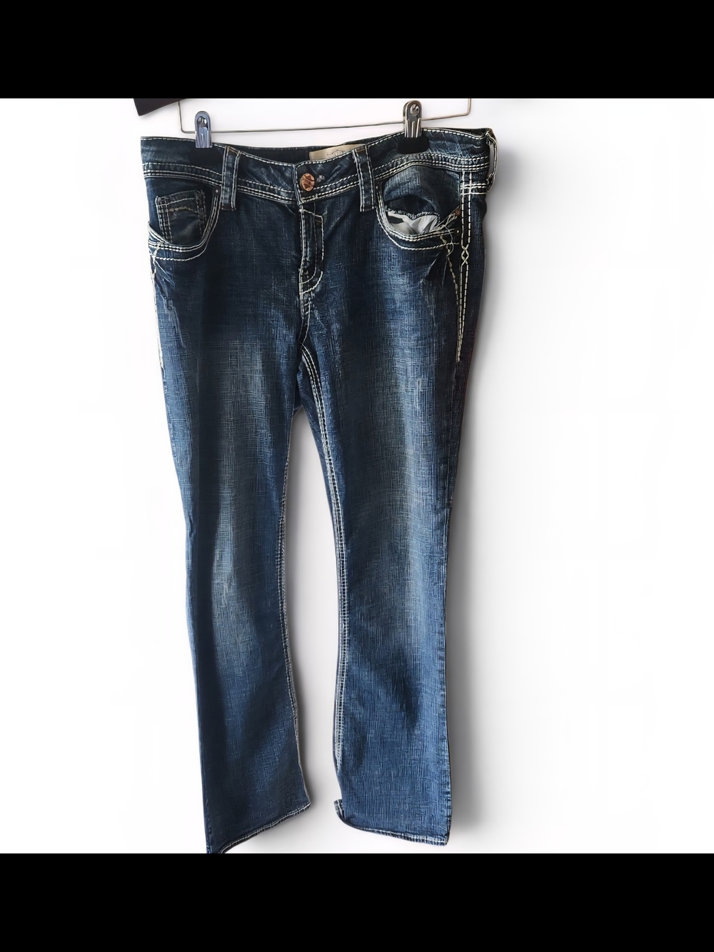Hydraulic Women's Boot Cut Jeans - Dark Blue with White Stitching
